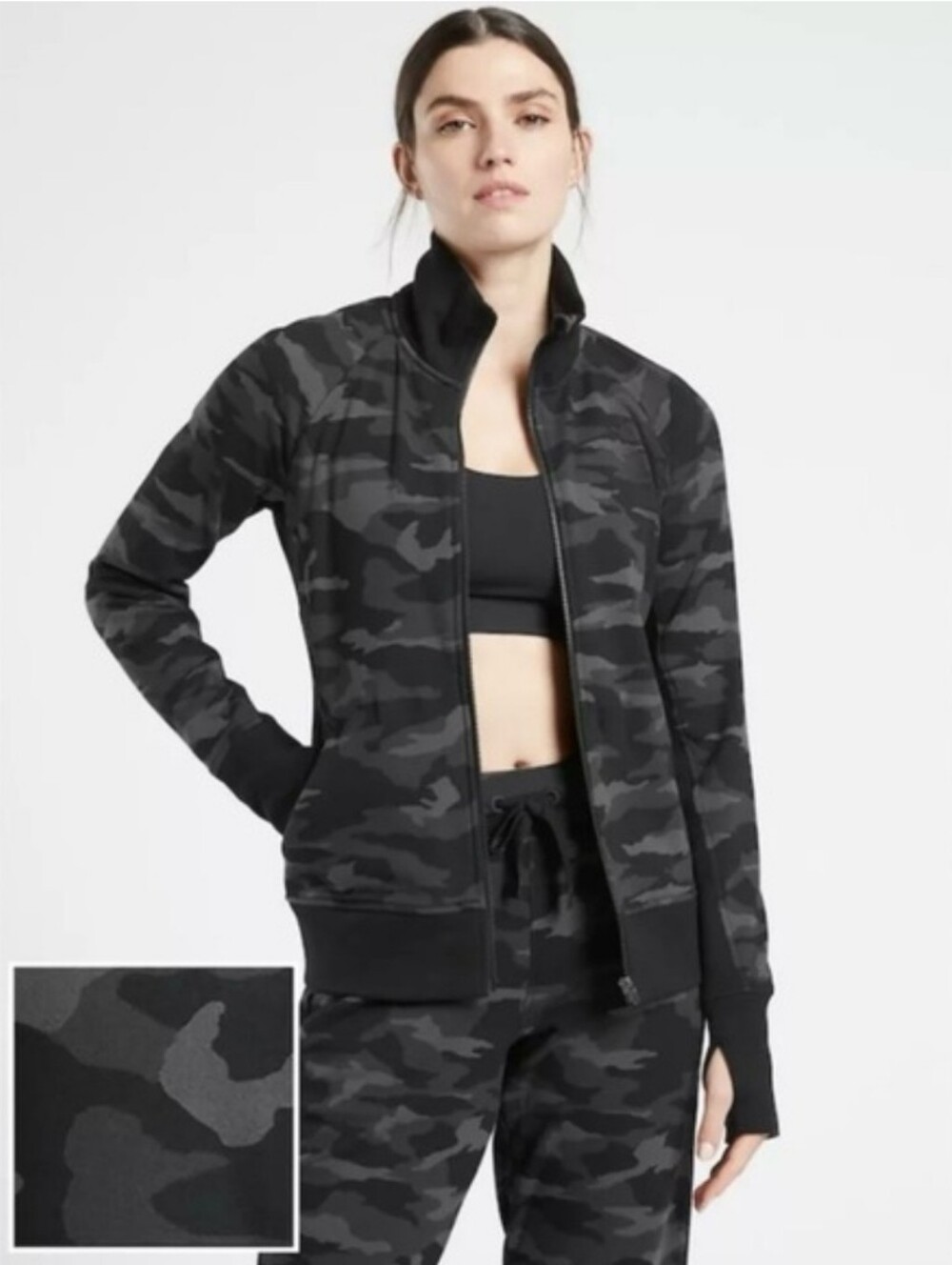 Athleta Triumph Printed Full Zip-Up Fleece Jacket. Camo. Size M/T